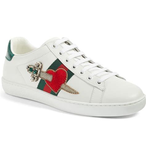 gucci ace pierced heart sneakers